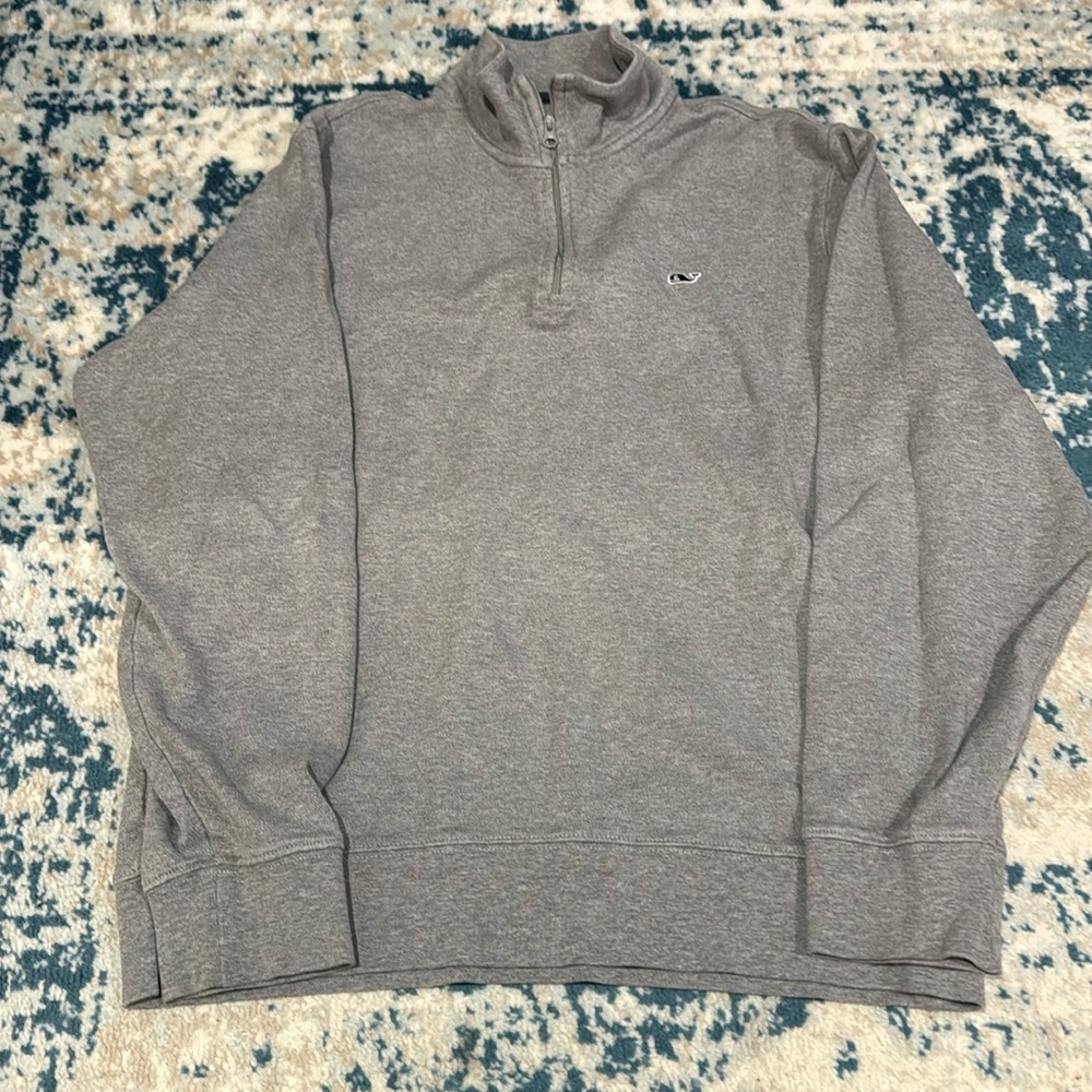 Vineyard Vines Large 1/4 Zip Pullover Sweater Gray Sweatshirt Casual Pima Cotton